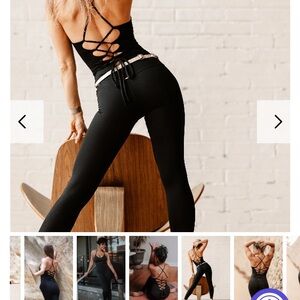 Mika Yoga Wear Brown Lace-Up Jumpsuit